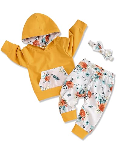Image of oklady 0-6 Months Girl Clothes Newborn Girl Hoodie Tops Floral Pant Baby Girl Fall Winter Outfits