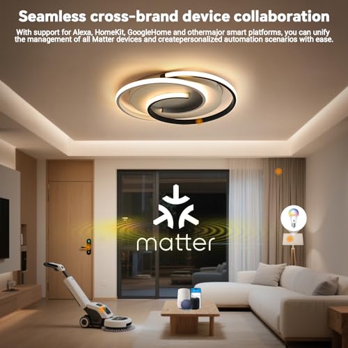 Ceiling Light with Remote Control, Living Room Lamp with Matter Compatible with HomeKit, Alexa, Google and IFTTT, 32W Modern LED Ceiling Lights for Bedroom Living Room - Image 3