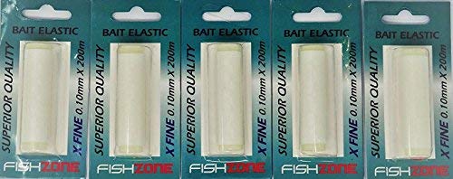 FISHZONE, 1000m (5 x 200m Spools) of BAIT ELASTIC, Available in Fine 0.10mm and Medium 0.20mm