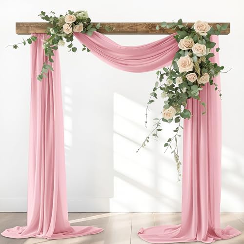 Saituo Home Rideau Arche Mariage en Tulle Transparent 75x600cm, Mariage Arche Tenture Souple Elégant Romantiques, Panneaux Rideaux en Mousseline de Soie pour Arche de...