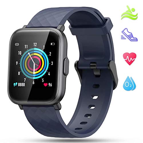 LIDOFIGO Smartwatch Herren Fitnessuhr Touchscreen Fitness Armband Pulsuhr IP68 Wasserdicht Sportuhr Fitness Tracker mit Stoppuhr Schlafmonitor Kompass Schrittzähler Uhr Smartwatch Damen Android Blau