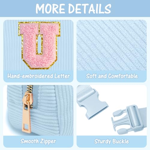 Image of Gitus Birthday Gifts for 10 11 12 13 14 15 16 Year Old Girls Personalized Gifts for Women Initial Fanny Pack Crossbody Bag Belt Bag Cute Preppy Stuff for Teen Girls Teenage Girl Gifts (Icing Blue-U)