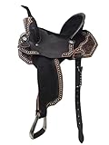 Beautiful Western Barrel Racing DD Leather Equestrian Trail Horse Studded Saddle with Matching Heads