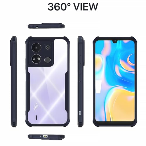 Image of Pikkme itel A04 Back Cover | Crystal Clear Transparent Back | Ultra Hyrbid | Full Camera Protection | Raised Edge | Bumper Back Case (Blue)