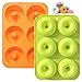 2 Stück Silikon Donut Formen, Donut Backform Form Blatt Behälter für Donut Kuchen Kekse Bagels Muffins (Orange Grün)