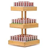 Noverlife 3 Tier Wooden Nail Polish Display Rack, 360 Rotating Nail Polish Organizer, Holds 86-123 Bottles, Space-saving Storage Stand Holder for Fingernail Polish, Lipstick, Salon, Essential Oil