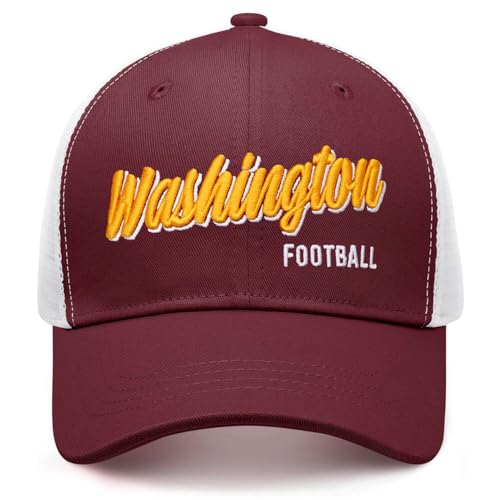 Embroidered Sports Fan Baseball Cap Football Cotton Snapback Hat for Men Women Gifts Merch Gear Suff, Burgundy Gold