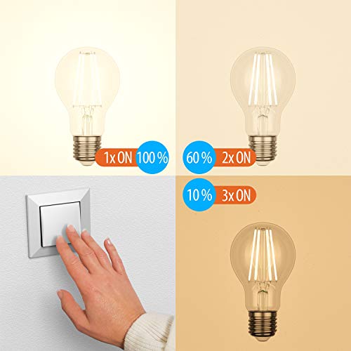ledscom.de 3 Pieces E27 LED Bulb, A60, Warm White (2700 K), 7.1 W, 963lm, 3-Step dimmer - Image 3