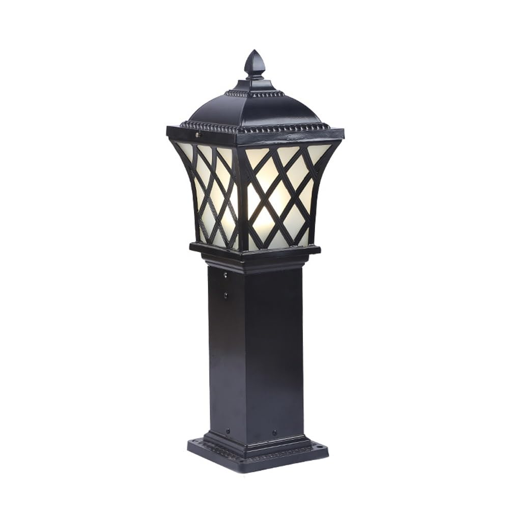 GTHTUHFD European Pillar Lamp, Frosted Acrylic Post Lighting, Waterproof Street Ground Light For Garden Patio Pathway Driveway,Black-H:31.5inch/80cm