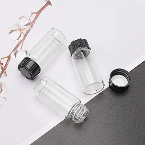 8pcs Sample Glass Bottles with Plastic Screw Black Cap Transparent Glass Lab Vials 10ml