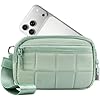 Dadanism Wristlet Wallets for Women, RFID Blocking Wristlet Phone Wallet, Quilted Credit Card Holder with Detachable Wrist Strap & 3 Zipper Pockets, Card Organizer Bag for Travel, Green