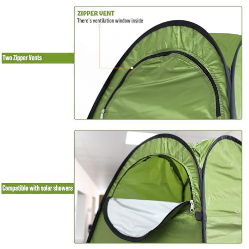 Crystals Pop Up Toilet Tents for Camping, Pop Up Changing Tent for Shower, Privacy Tent Portable Changing Room for Outdoor Adventures, Hiking, Fishing, Beach or Picnic (Green) - Image 7