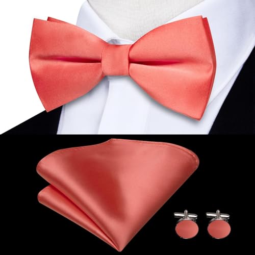 Image of Hi-Tie Men Suspender Bowtie Set Suspenders Pre-tied Bow Tie Pocket Square Cufflinks Adjustable Y Shape 6 Clips Braces Tuxedo