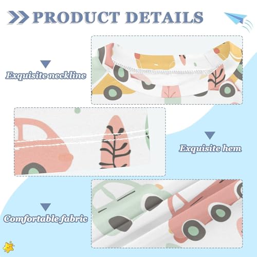 Colorful Cartoon Cars Bathing Suit Girls UV Protection Active Shirts Swimwear Beach Tops 3T3