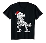 bambino t-rex in babbo natale cappello per ragazzi o ragazze scheletro dinosauro natale maglietta