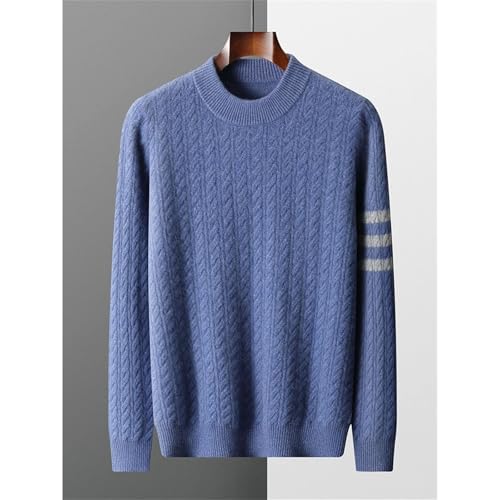 Men's Mock Neck Twist Flower Cashmere Pullovers Thick Sweater Casual Clothes Winter 100 Percent Knitwear Tops2