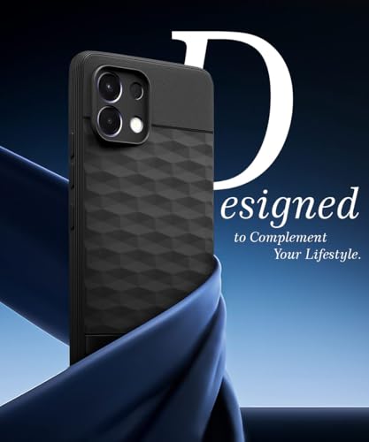Image of WOW IMAGINE Back Cover for Oppo K13 5G with Hexa Cube Design | Ultra Slim Soft Rubberised Case | Inner Velvet Fabric | Matte Silicone Flexible Mobile Case | Camera Protection - Black