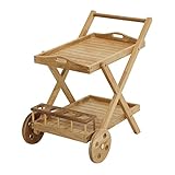 PLOSS Teak Teak SERVIERWAGEN New Haven MIT ABNEHMBAREM TABLETT