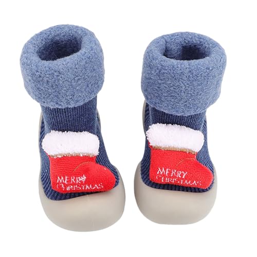 Genérico Zapatillas Plataforma Calcetines de invierno cálidos y gruesos para bebé, zapatos de caminar para bebés y niños pequeños, zapatillas de pie ancho, azul, 21 EU