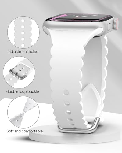 Sunnywoo Lace Sport Silicone Band Compatible with Apple Watch 38mm 40mm 41mm 42mm 44mm 45mm 46mm 49mm for Women, Soft Wristband Waterproof Replacement for iWatch Series Ultra 10 9 8 SE 7 6 5 4 3 2 1