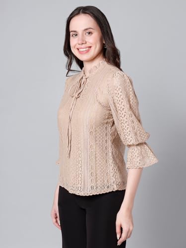Image of Style Quotient Women Summer Blue Lace Caual Top