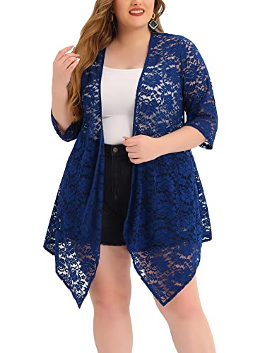 Image of Agnes Orinda Plus Size Cardigans for Women Open Front 3 /4 Sleeves Crochet Cover Ups Jackets 2024