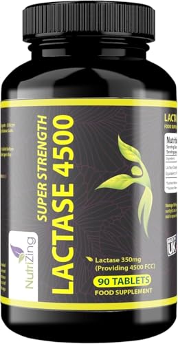 Digestive Enzyme Supplements - 90 Lactase Tablets - Vegan Daily Cleanse Lactose Intolerance Tablets to Help Digest Milk & Dairy - Chewable Digestion Supplement by NutriZing