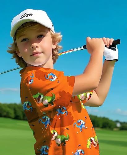 Kids Hawaiian Shirt Boys Golf Polo Beach Top Tropical, Short Sleeve Aloha Printed Tee3