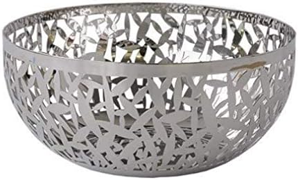 Alessi Cactus Decorated Fruit Bowl, 18/10 Stainless Steel, Mirror Polished, 21 cm