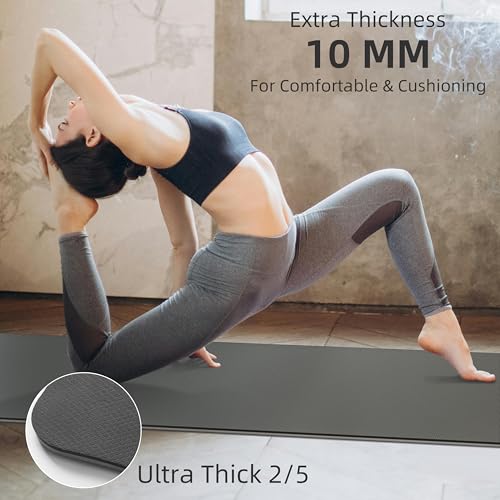 Image of PAIDU Yoga Mat Non Slip Anti-tear,extra thick-2 /5 inch(10MM)High Resiliency Professional POE Yoga Mats for Women Men Kids,72 inchx24 inchinch,Workout, Yoga, Pilates and Floor Exercise, with Carrier Strap