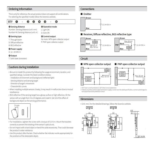 Interrupteur photoélectrique BTF15-BDTL ultra-plat pour détection industrielle précise - 5