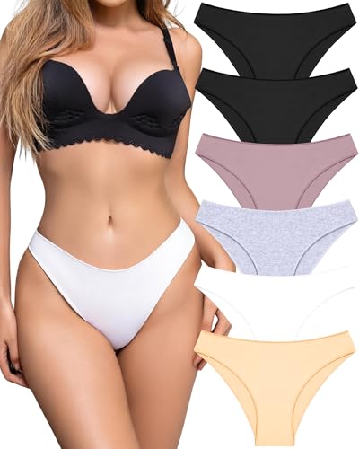 Image of UNDER THE SEA Cotton Underwear for Women 6 Pack Sexy Bikini High Cut Breathbale Cheeky Panties Underwear Womens Lingerie