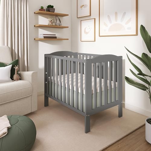 Dream On Me 3 in 1 Portable Folding Stationary Side Crib in Steel Grey, Greenguard Gold Certified, Safety Wheels with Locking Casters, Convertible, 3 Mattress Heights - image 7