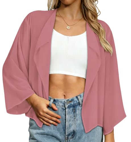 Image of Womens Summer Tops Short Shrugs Kimono Cardigans Casual Chiffon Bolero Jackets 2026