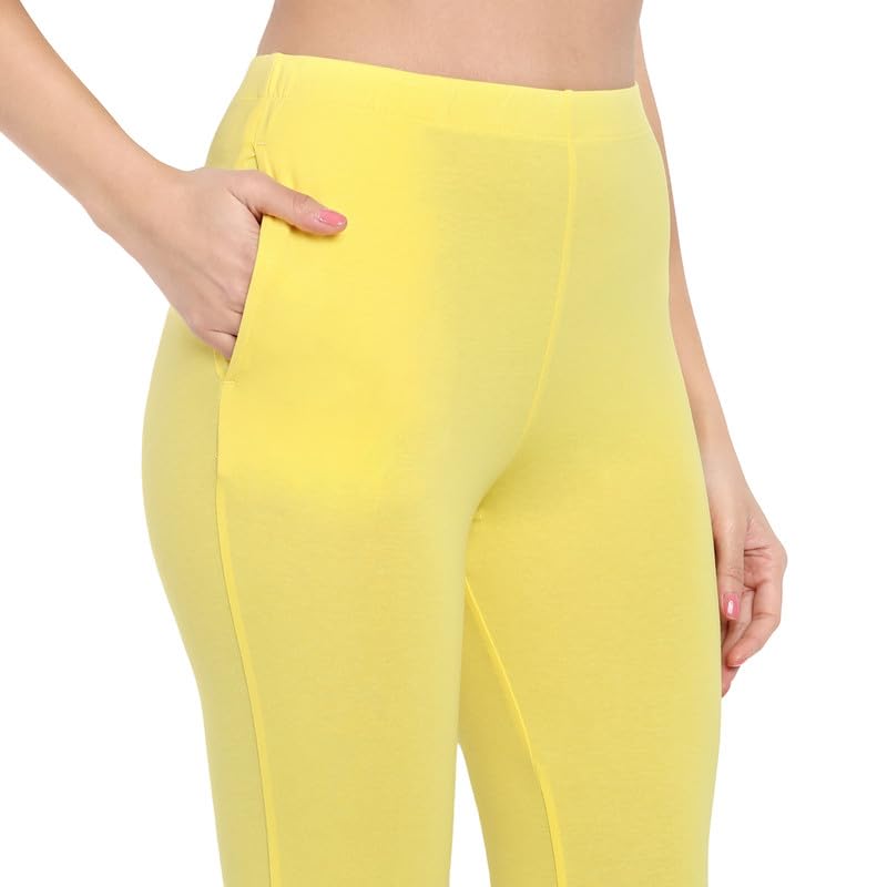 Image of ONE SKY Women Full Length Leggings | Cotton Modal Spandex Blend | High Waist Stretchable & Bio-Washed Fabric | Colour-Lock Technology | Comfortable Leggings for Women