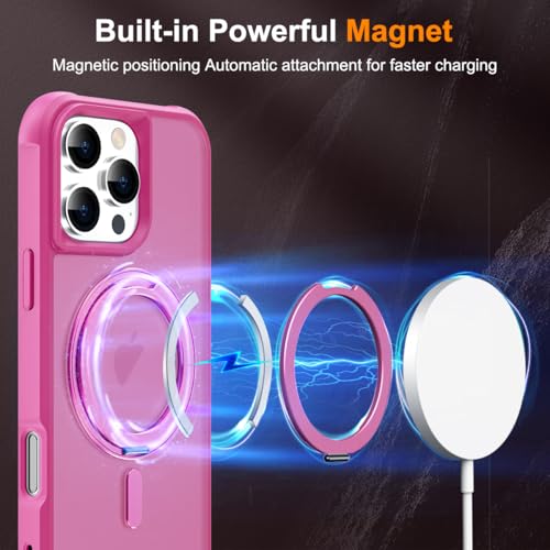 Image of Compatible with iPhone 16 Pro Case with Stand 6.3 inch,Rose Red
