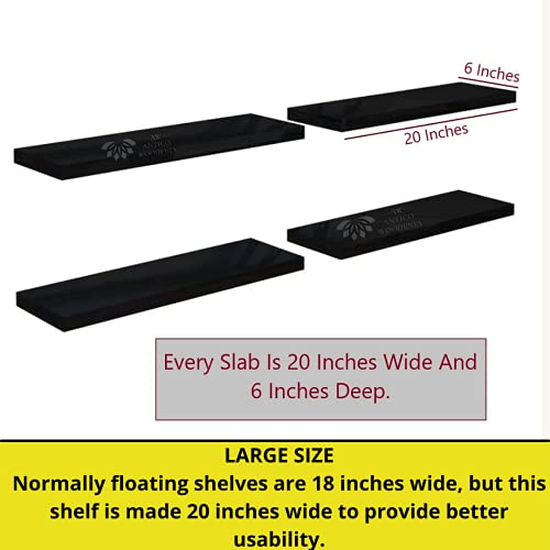 Image of Wooden Floating Wall Shelf| Wall Mount| Wall Rack| Wall Bracket for Home and Office Decor | Big Mounted Cabinets (Set of 2, Ash Walnut, XX-Large)