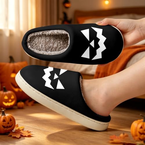 Women's Holloween Pumpkin Fuzzy Slippers Soft Sole Plush Lined Foldable - image 3