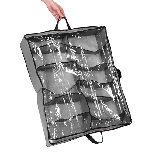 Caja de almacenamiento para zapatos plegable y negra con compartimentos 4