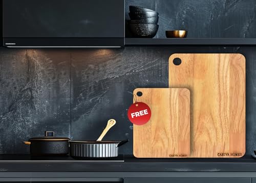 Image of Wooden Chopping Board 22 x 32 CM - Durable Cutting Board for Kitchen Rectangular Shape - Knife Friendly Wood for Vegetables, Fruits Include Free 22 X 18 CM Chopping Board Inside (Beige18)