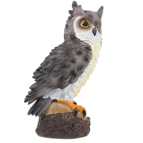BESPORTBLE Dekorative Eulenstatue aus Kunstharz Kleine Gartenfigur mit Stabiler Basis Wetterfestes Outdoor Dekor für Terrasse und Balkon