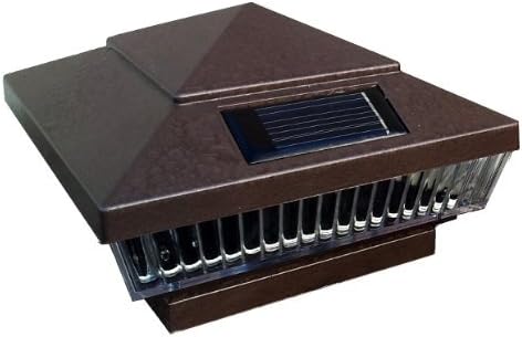 8-Pack Solar HAMMERED BROWN Finish Post Deck Fence Cap Lights for 4" X 4" Wood Post With White LEDs and Vertical-lined Clear Lens -GREEN NATURAL SOLAR