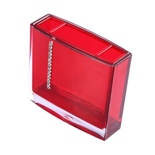 Juego de baño de acrílico rojo de 5 piezas con soporte para cepillo de dientes 8