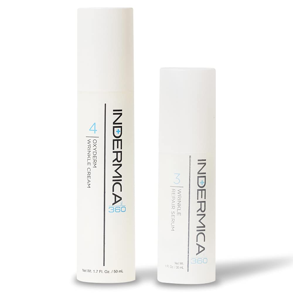 INDERMICA Patented Aloe Vera Wrinkle Cream and Serum for Effective, Gentle Anti-aging, Wrinkle-Reduction, Firmer Skin (Wrinkle Duo Set) : Beauty & Personal Care