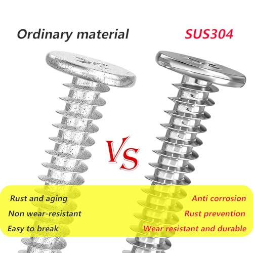 Ctyjia 20 Stück Dünner Selbstschneidende Schrauben, Kreuzschlitz Flachkopf Schrauben, 304 Edelstahl, M2 x 10 mm, Holzschrauben für Reparaturen