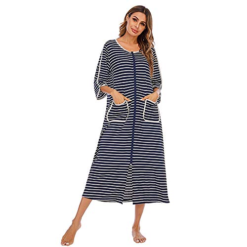 LEYUANA Batas con Cremallera en la Parte Delantera para Mujer, camisón con...