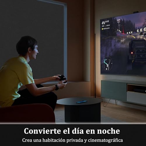 Miniatura 3 de Daruite Vinilo Opaco Para Cristales Negro Vinilo Ventana Privacidad 44.3x200cm, Esmerilado Electrostaticos Sin Adhesivo Anti Uv Vinilos Para Ventanas Bloquear La Luz Dormitorio En El Hogar