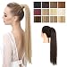 SARLA Straight Long Dark Brown Ponytail Hair Extension Clip in Wrap Around Synthetic Fake Pony Tail Hairpiecs Hair Piece For Women Heat-Resisting Fiber 24" 4.3oz P001&6