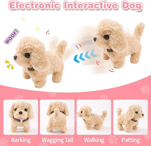Image of Battery Operated Walking and Barking Dog Toy for Kids, Backflip Puppy with Soft Plush Fur, Wagging Tail and Realistic Movement, Interactive Electronic Pet Gift for Children