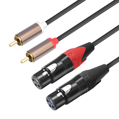 Jozzai RCA to XLR HiFi Audio Cable 16 Feet, 2 RCA Male to 2 XLR Female, Black with Red/Black Tail, 4N OFC Wire and Gold-Plated Conductors for Amplifier, Mixer, Microphone by Jozzai - Used condition - Image 2